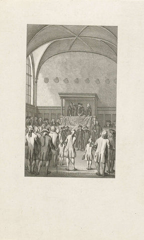 Promotie met de kap, on the occasion of the Second Centenary of the Leiden University of Applied Sciences, 1775, Reinier Vinkeles (I) (attributed to), 1775 Canvas Print