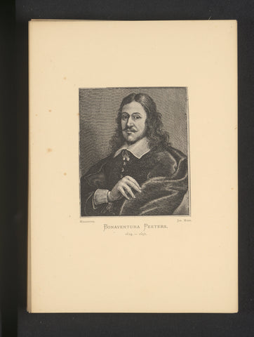 Reproduction of an etching of a portrait of Bonaventura Peeters by Wenceslaus Hollar, Joseph Maes, c. 1872 - in or before 1877 Canvas Print