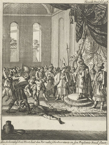 Sultan of Golkonda has condemned death struck, Jan Luyken, 1693 Canvas Print