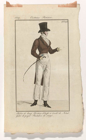 Journal des Dames et des Modes, Costume Parisien, 31 May 1819, (1819): Habit de drap (...), anonymous, 1819 Canvas Print