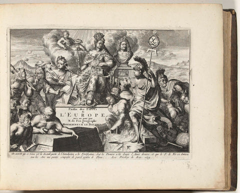 Engraved title page for the second part of the print work: Nicolas de Fer, Les forces de l'Europe, 1696, Adriaen Schoonebeek, 1693 Canvas Print