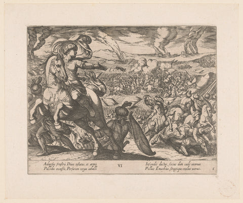 Darius flees from the battlefield, Antonio Tempesta, 1596 - 1652 Canvas Print