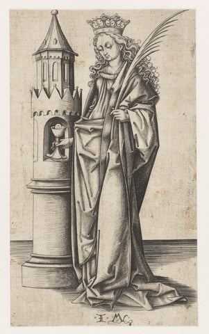 Saint Barbara, Israhel van Meckenem, 1455 - 1503 Canvas Print