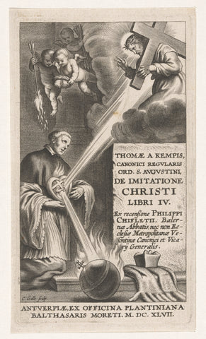 Thomas a Kempis feels in his heart the suffering of Christ, Cornelis Galle (I), 1647 Canvas Print