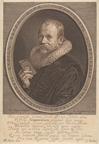 Portrait of Theodorus Schrevelius, Jonas Suyderhoef, 1623 - 1686 Canvas Print