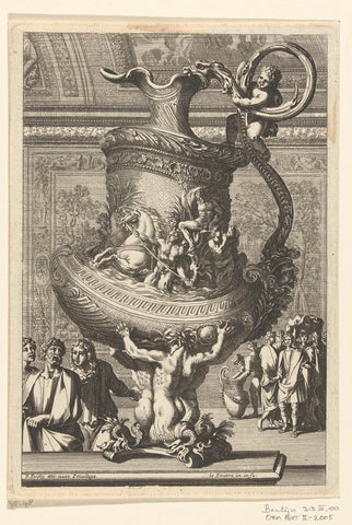 Schenkkan on foot of three tritons, Jean Lepautre, 1669 - 1693 Canvas Print