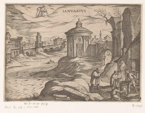 Januari: visscène (waterman), Antonio Tempesta, 1575 - 1613 Canvas Print