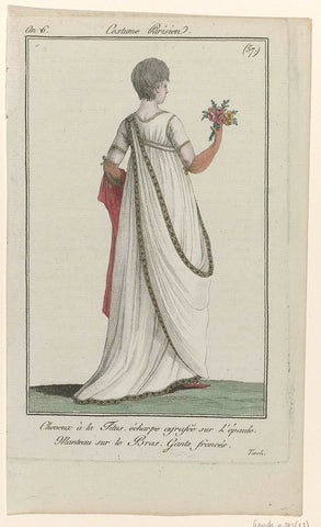 Journal des Dames et des Modes, Costume Parisien, 22 August 1798, Year 6, (57) : Cheveux à la Titus (...), anonymous, 1798 Canvas Print