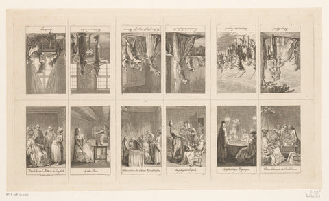 Twelve scenes from the life of a poorly educated woman, Daniel Nikolaus Chodowiecki, 1779 Canvas Print