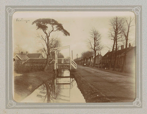 Street in Kralingen with a row of houses, a ditch and a drawbridge, Folkert Idzes de Jong, c. 1905 - c. 1907 Canvas Print