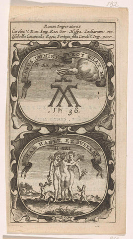 Monogram under the hand of God / Three Graces, anonymous, 1666 Canvas Print