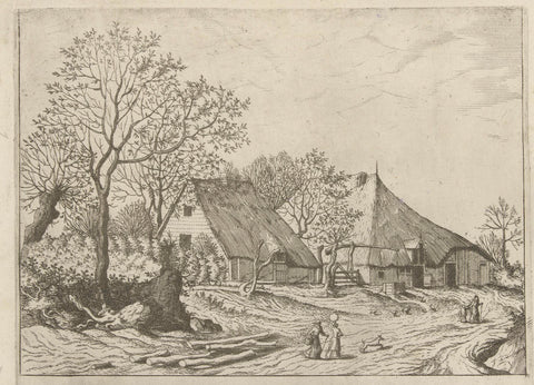 Farm with barn and well, Johannes or Lucas van Doetechum, 1559 - 1561 Canvas Print