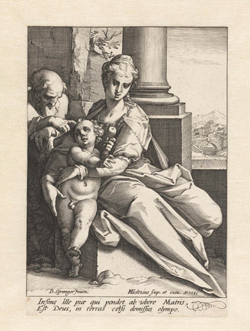 The Holy Family before a Column, Hendrick Goltzius, 1585 Canvas Print