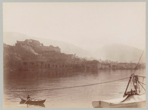 Norwegian coastal town as seen from the passing ship, Paul Güssfeldt (attributed to), 1889 Canvas Print