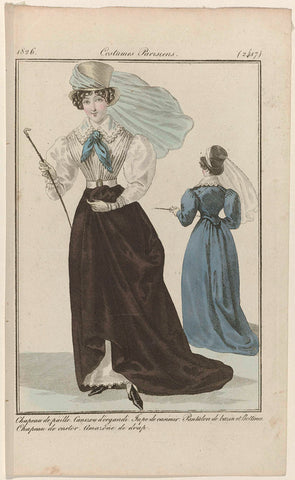 Journal des Dames et des Modes, Costumes Parisiens, 25 June 1826, (2417): Chapeau de paill (...), anonymous, 1826 Canvas Print