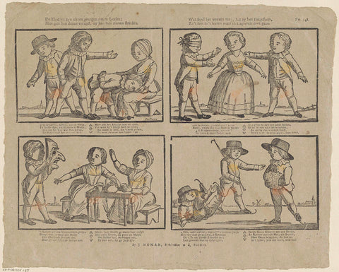 The children are always willing to play; / They are granted this joy, and they can caress their meaning. / Wat spel het weezen mag, het zy hen toegestaan, / Zo 't hen in 't leeren maar niet agteruit doet gaan, Jan Oortman (Sr.), 1806 - 1830 Canvas Print