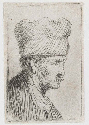 Man in a Square Cap, in Profile to the Right, Rembrandt van Rijn, c. 1629 Canvas Print