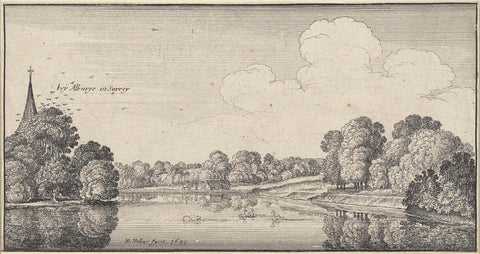 River view with swans near Albury, Wenceslaus Hollar, 1645 Canvas Print