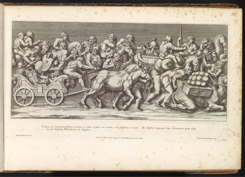 Part of a triumph procession with soldiers on horseback crossing a river, Pietro Sante Bartoli, 1680 Canvas Print