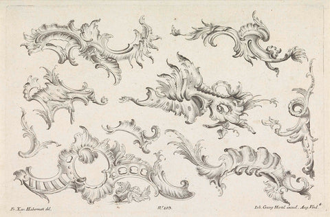 Rocaille motifs, anonymous, 1731 - 1775 Canvas Print