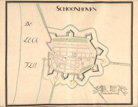 Map of Schoonhoven, ca. 1701-1715, Samuel Du Ry de Champdoré, 1701 - 1715 Canvas Print