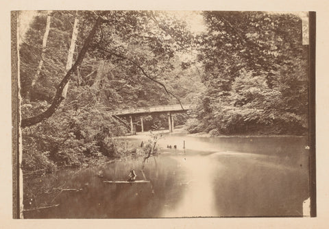 View on a water with bridge in Japan, anonymous, 1884 Canvas Print