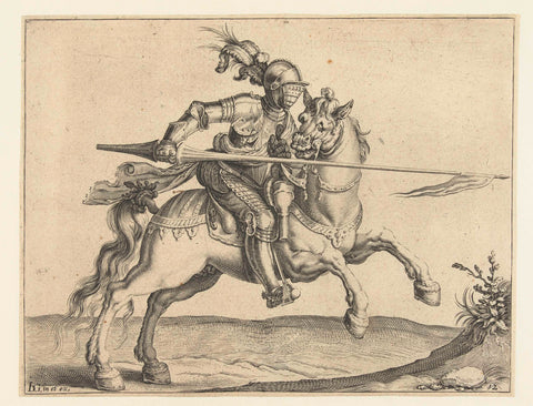 Spear rider, attacking to the right, Jacob de Gheyn (II) (workshop of), 1599 Canvas Print