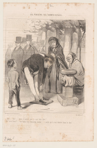 Caricature of a man testing his powers, Honoré Daumier, 1843 Canvas Print