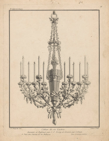 Chandelier with quirets, A. Colinet, 1775 - 1790 Canvas Print