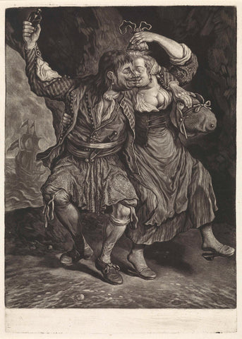 Dancing couple, 1695, Cornelis Dusart, 1695 Canvas Print