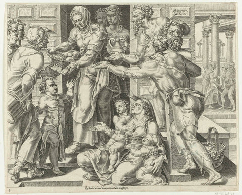 The Virtuous Woman does charity, Dirck Volckertsz. Coornhert, 1555 Canvas Print