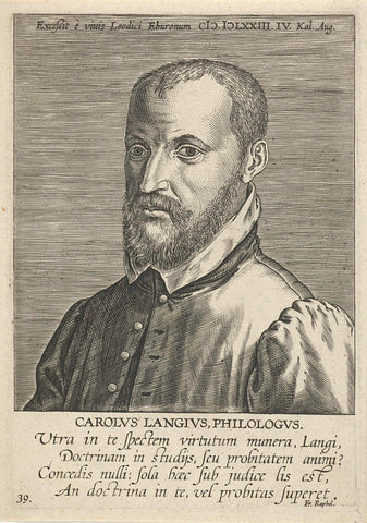 Portrait of Charles de Langhe, Philips Galle, 1604- 1608 Canvas Print