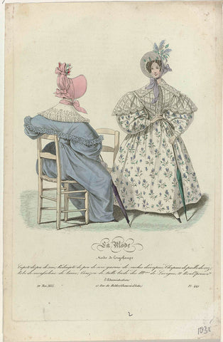 La Mode, May 20, 1835, Pl.447: Silk louse hood; (...), Jean Denis Nargeot, 1835 Canvas Print