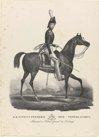 Equestrian portrait of Frederik, prince of the Netherlands, anonymous, 1816 - 1871 Canvas Print