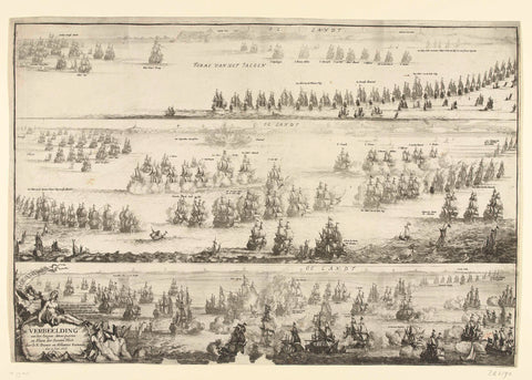 The combined Danish and Dutch fleets defeat the Swedish fleet at Öland, 1676, Romeyn de Hooghe (possibly), 1676 Canvas Print
