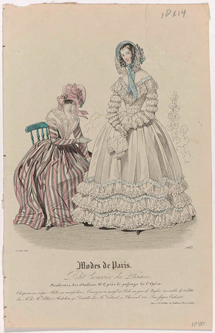 Petit Courrier des Dames, 15 August 1840, No. 1663 : Chapeau en crèp (...), anonymous, 1840 Canvas Print