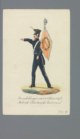 Standard bearer of 't 1e Batt. 2nd Afd: Mobiele Schutterij der prov. Overijssel, Albertus Verhoesen (attributed to), 1835 - 1850 Canvas Print