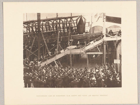 Visit to the Rijkswerf and christening of ship De Hertog Hendrik in Amsterdam, Barend Groote (attributed to), 1901 Canvas Print