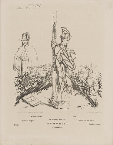 Cartoon on the limited freedom of expression for the humorist, 1860, Johan Michaël Schmidt Crans, 1860 Canvas Print