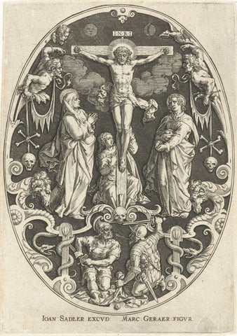 Christ on the cross, Johann Sadeler (I), 1560 - 1600 Canvas Print