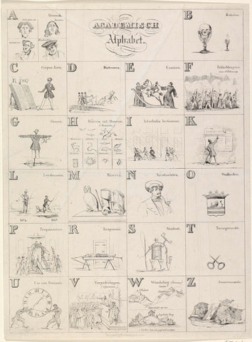 Cartoon from Leiden student almanac, 1838, François Desterbecq, 1838 Canvas Print