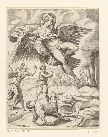 Jupiter and Ganymede, Cornelis Bos, c. 1537 - c. 1555 Canvas Print