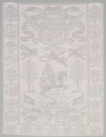 Napkin, woven in memory of the accession of Archduke Charles of Austria as Emperor of the Holy Roman Empire in 1711, anonymous, in or after 1711 Canvas Print