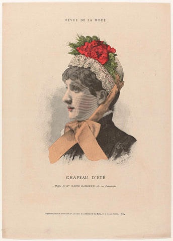 Revue de la Mode, Gazette de la Famille, Sunday, June 1, 1884, supplement No. 648: Chapeau d'été (...), H. Dochy Leriverend, 1884 Canvas Print