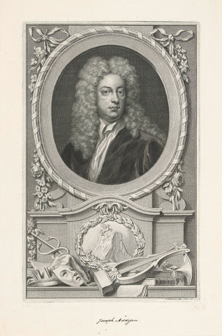 Portrait of Joseph Addison, Jacob Houbraken, 1748 Canvas Print