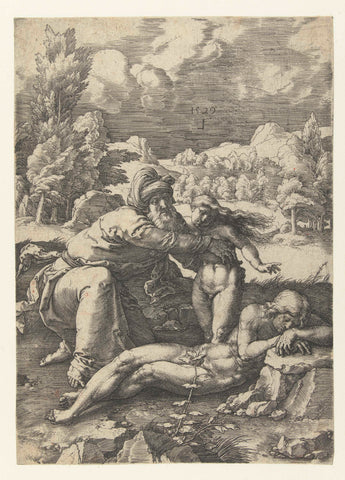 De schepping van Eva, Lucas van Leyden, 1529 Canvas Print