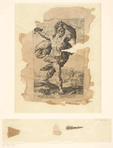 Horace Cocles and fragments, anonymous, 1586 - 1596 Canvas Print