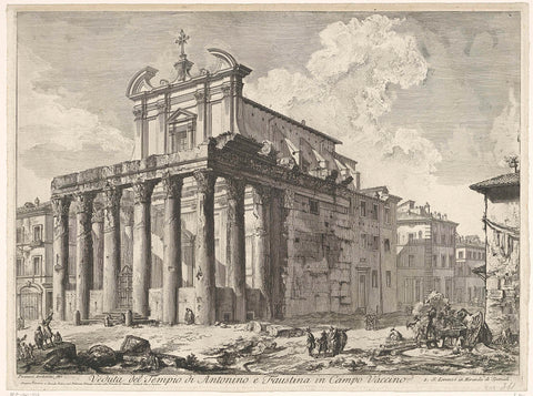 Temple of Antoninus and Faustina in Rome, Giovanni Battista Piranesi, 1748 - 1778 Canvas Print