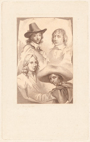 Portraits of Cornelis Visscher, Jan de Visscher, Richard Brakenburg and Quiringh Gerritsz. van Brekelenkam, Jacob Ernst Marcus, 1815 Canvas Print