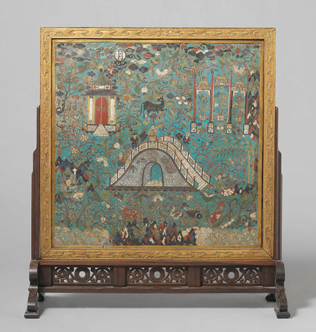 Cloisonné plaque mounted as a fireplace screen, anonymous, 1700 - 1800 Canvas Print